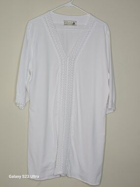 Seaspice Sea Breeze White Crochet Trim Tunic
